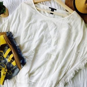 F21-embroidered fringe shirt